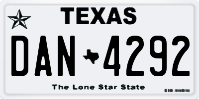 TX license plate DAN4292
