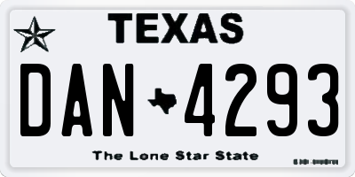 TX license plate DAN4293