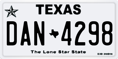 TX license plate DAN4298