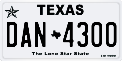 TX license plate DAN4300
