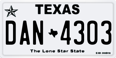 TX license plate DAN4303