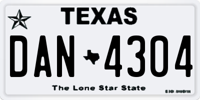 TX license plate DAN4304