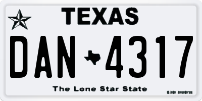 TX license plate DAN4317