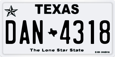 TX license plate DAN4318