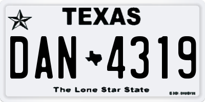 TX license plate DAN4319