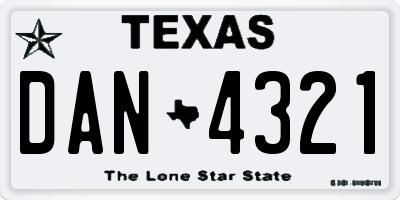 TX license plate DAN4321