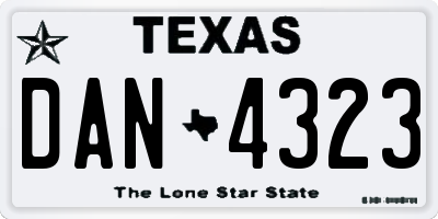 TX license plate DAN4323