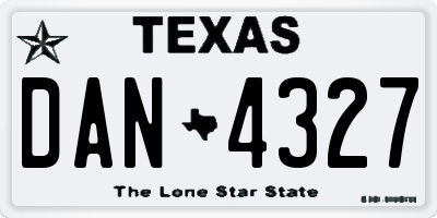 TX license plate DAN4327