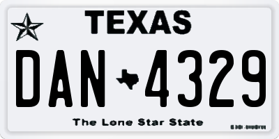 TX license plate DAN4329