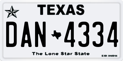 TX license plate DAN4334