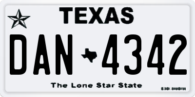 TX license plate DAN4342