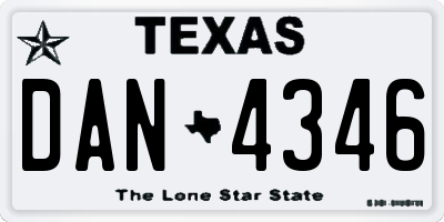 TX license plate DAN4346