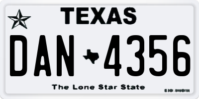 TX license plate DAN4356