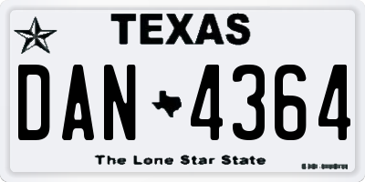 TX license plate DAN4364