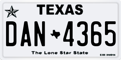 TX license plate DAN4365
