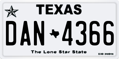 TX license plate DAN4366