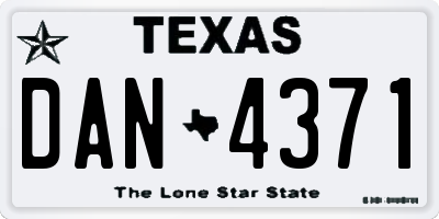 TX license plate DAN4371