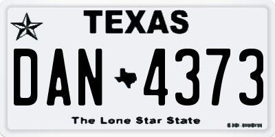 TX license plate DAN4373