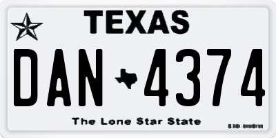 TX license plate DAN4374