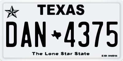 TX license plate DAN4375
