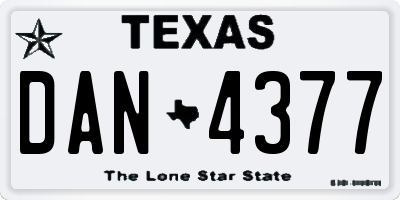 TX license plate DAN4377