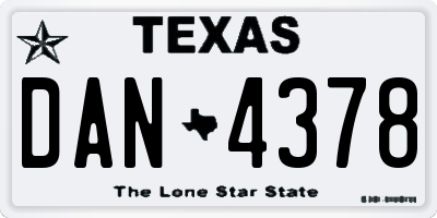 TX license plate DAN4378