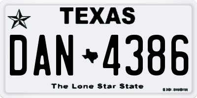 TX license plate DAN4386