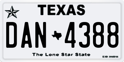 TX license plate DAN4388