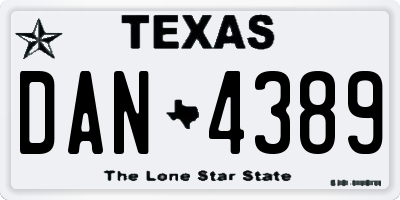 TX license plate DAN4389