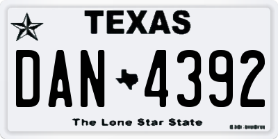 TX license plate DAN4392