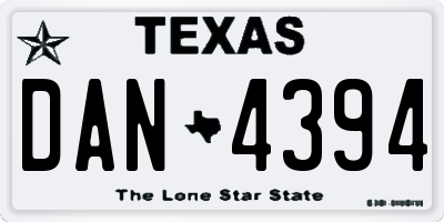 TX license plate DAN4394