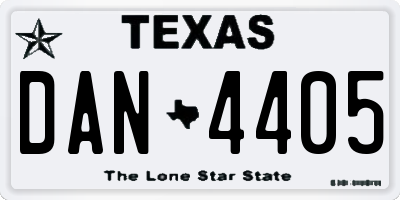 TX license plate DAN4405