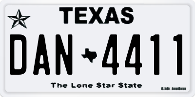 TX license plate DAN4411
