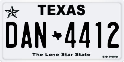 TX license plate DAN4412
