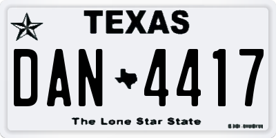 TX license plate DAN4417