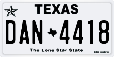 TX license plate DAN4418