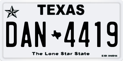TX license plate DAN4419