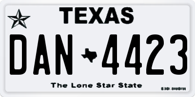 TX license plate DAN4423