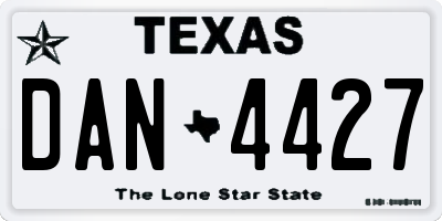 TX license plate DAN4427