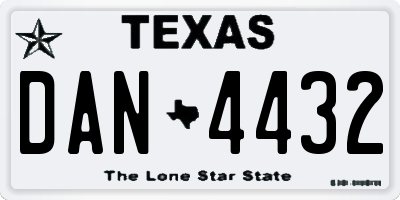 TX license plate DAN4432