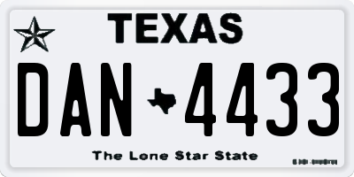 TX license plate DAN4433