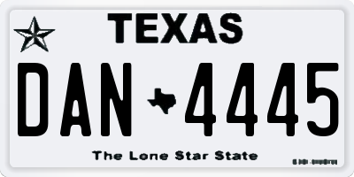 TX license plate DAN4445