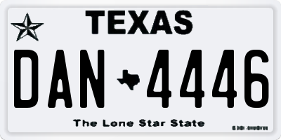 TX license plate DAN4446