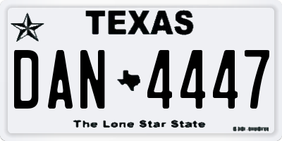 TX license plate DAN4447