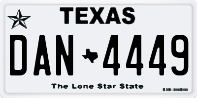 TX license plate DAN4449