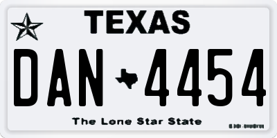 TX license plate DAN4454