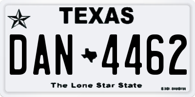 TX license plate DAN4462