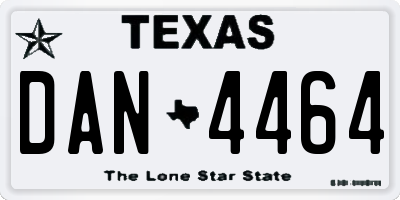 TX license plate DAN4464