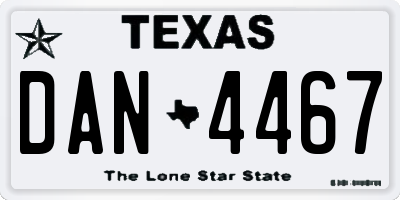 TX license plate DAN4467