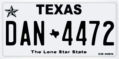 TX license plate DAN4472